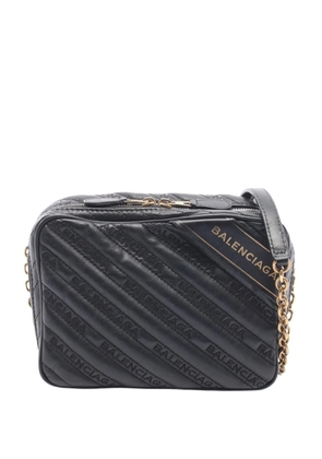 Balenciaga Pre-Owned 2018-2026 Calfskin Allover Logo Blanket Reporter XS crossbody bag - Black
