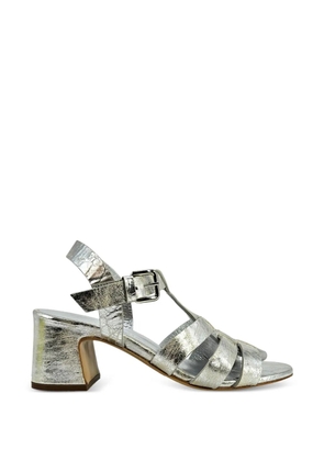 Madison.Maison metallic-effect leather heeled gladiator sandals - Silver