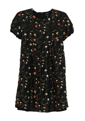 R13 floral puff-sleeve dress - Black