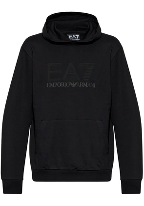 Ea7 Emporio Armani logo-print cotton hoodie - Black