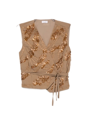 Brunello Cucinelli sequin-embellished waistcoat - Brown