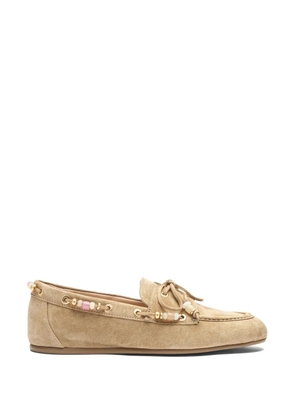 Stuart Weitzman Majorca Tinsley bead-embellished loafers - Neutrals