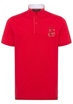 Shanghai Tang dragon-embroidery cotton polo shirt - Red