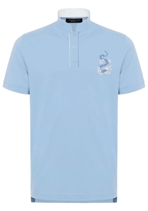 Shanghai Tang dragon-embroidery cotton polo shirt - Blue