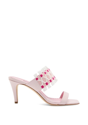 Manolo Blahnik Efeso fringed woven-strap sandals - Pink