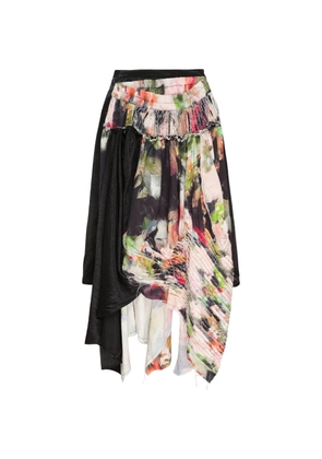 CAROLINE HU slashing layered skirt - Black