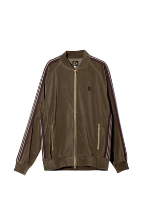 Needles butterfly-embroidered side-stripe jacket - Brown