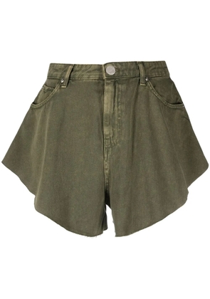 PINKO Bull acid-wash raw-cut shorts - Green