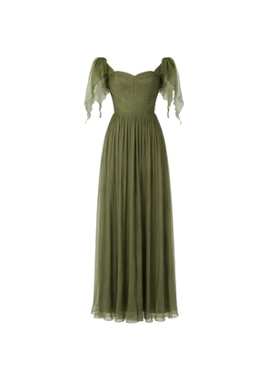 ROSERRY Elizabeth off-shoulder pleated maxi dress - Green