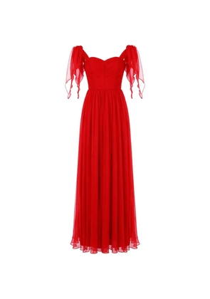 ROSERRY Elizabeth off-the-shoulder pleated maxi dress - Red