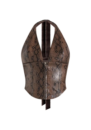 Manière De Voir Sloane python-print halterneck corset top - Brown