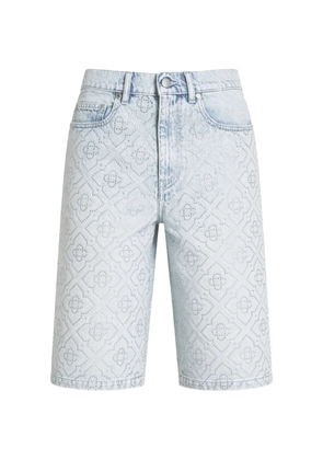 Casablanca rhinestone-embellished monogram shorts - Blue
