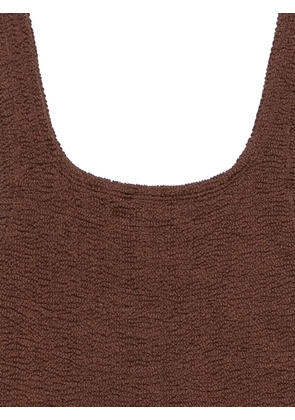 Hunza G crinkle-effect square-neck swimsuit - Brown