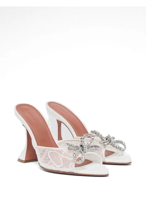 Amina Muaddi Rosie crystal-bow lace shoes - White