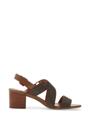 Michael Kors logo-plaque crossover-strap sandals - Brown