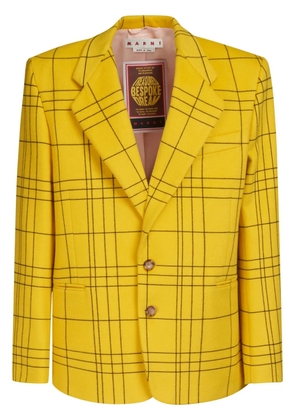 Marni checked single-breasted wool blazer - Yellow