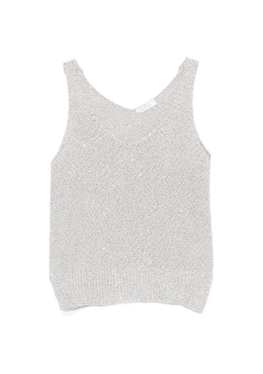 PANICALE ribbed-trim V-neck top - Neutrals