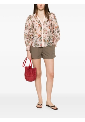 alice + olivia floral puff-sleeves shirt - Pink