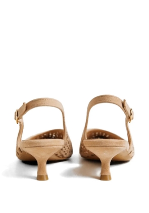 Poche Paris perforated sling-back pumps - Neutrals