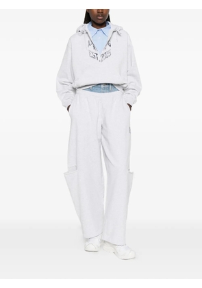 Alexander Wang logo-print cropped hoodie - Grey
