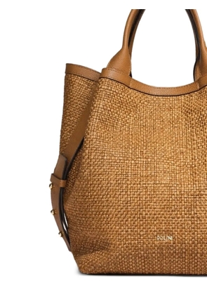 Poche Paris woven-design leather-trim tote bag - Brown