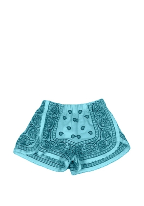 orsina embroidered bandana-print shorts - White