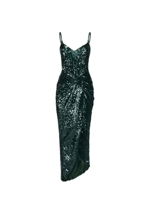 THE ARCHIVIA Long Sea sequin-embellished draped dress - Green