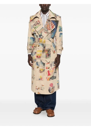 KidSuper Book Paintings double-breasted trench coat - Neutrals