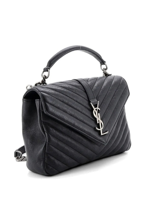 Saint Laurent Pre-Owned Classic Monogram College Bag Matelasse Chevron Leather Medium crossbody bag - Black