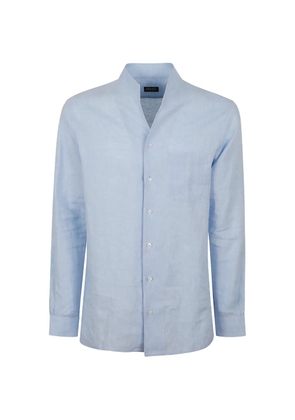 Zegna band-collar chest-pocket shirt - Blue