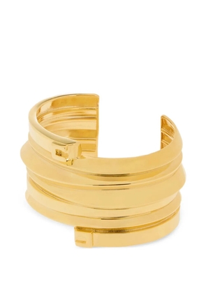 Elisabetta Franchi logo-details spiral-design rigid cuff bracelet - Gold