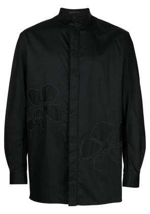 SHIATZY CHEN floral-embroidered cotton shirt - Black
