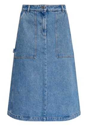 Maison Kitsuné logo-embroidered denim midi skirt - Blue