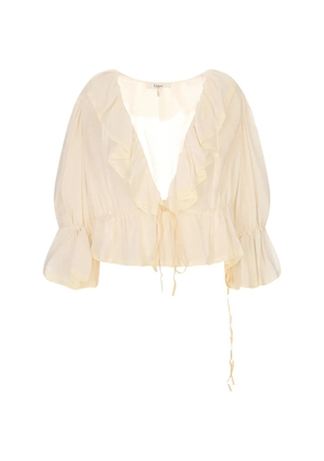 Chloé ruffled lace-trim blouse - Neutrals