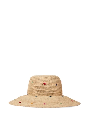 Paul Smith swirled polka dot raffia hat - Neutrals