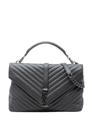 Saint Laurent Pre-Owned 2015 Large Chevron Sheepskin Monogram College Bag satchel - Grey