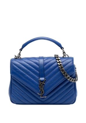 Saint Laurent Pre-Owned 2015 Medium Quilted Chevron Sheepskin College satchel - Blue