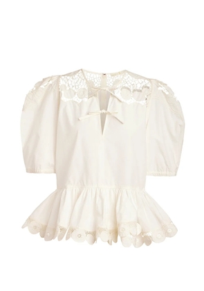 Marie Oliver Lucile lace peplum top - White
