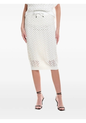 Brunello Cucinelli crochet drawstring midi skirt - White