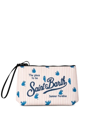MC2 Saint Barth Aline logo-print striped clutch bag - Pink