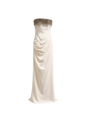 Amen crystal-embellished draped dress - White