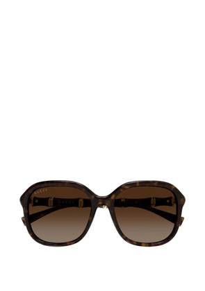 Gucci Eyewear Bamboo geometric-frame sunglasses - Brown