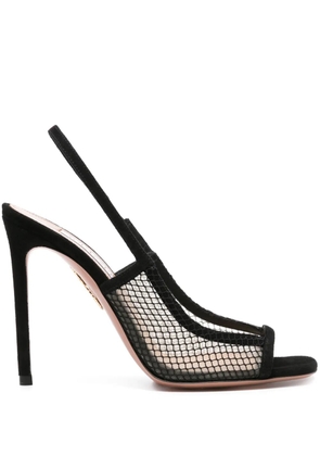 Aquazzura mesh-panelling suede sandals - Black