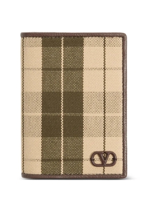 Valentino Garavani VLogo Signature cardholder in checked fabric - Neutrals