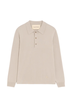 Valentino Garavani wool polo shirt with VLogo - Neutrals