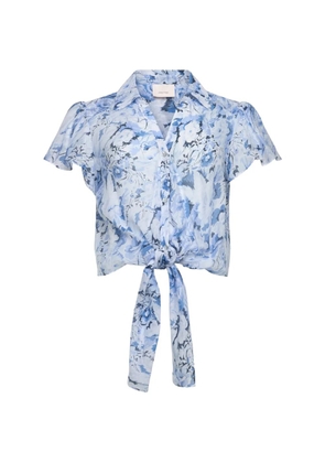 Cinq A Sept Marianna Heirloom Petals flutter-sleeve blouse - Blue