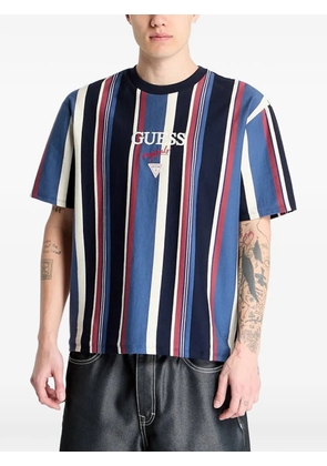 GUESS USA Originals Go striped logo-embroidered t-shirt - Blue