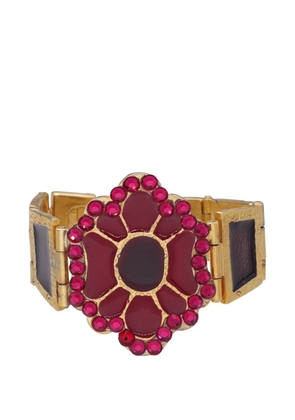 Vintage crystal-embellished floral-motif bracelet - Gold