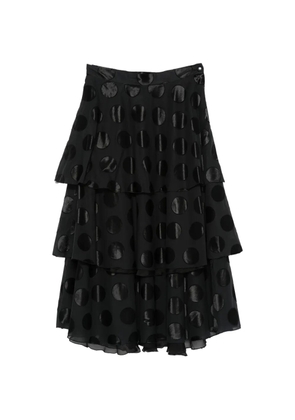 Christian Dior Pre-Owned 1970s polka-dot pattern midi skirt - Black