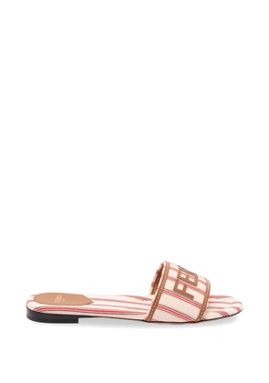 FENDI Sunshine striped logo-patch flat sandals - Multicolour